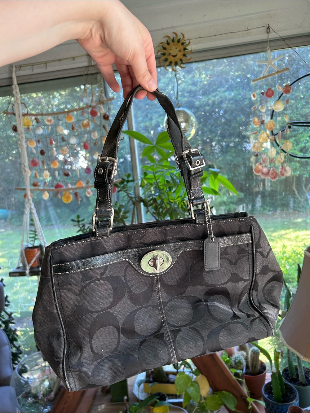 Vintage Coach Black Signature Satchel